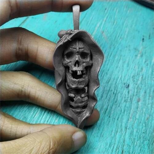 Menss Necklace Stainless Steel Silver Color Cross Satan Demon Believer Spider Skull Pendant Biker Jewelry Gifts