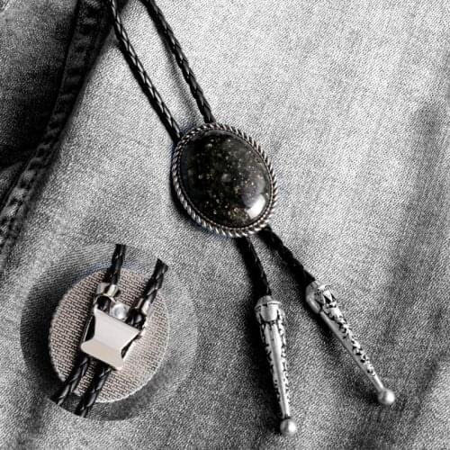 PU Rope Resin Crystal Zinc Alloy Buckle Series Oval Tooth Pattern Bolo Tie Mens Casual Shirt Suit Accessories Gifts for Men