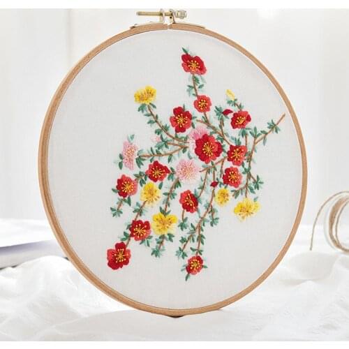 DIY Suzhou Embroidery Kit Flower Handcraft Needlework Cross Stitch Kit Cotton Embroidery Painting Embroidery Hoop Home Decor