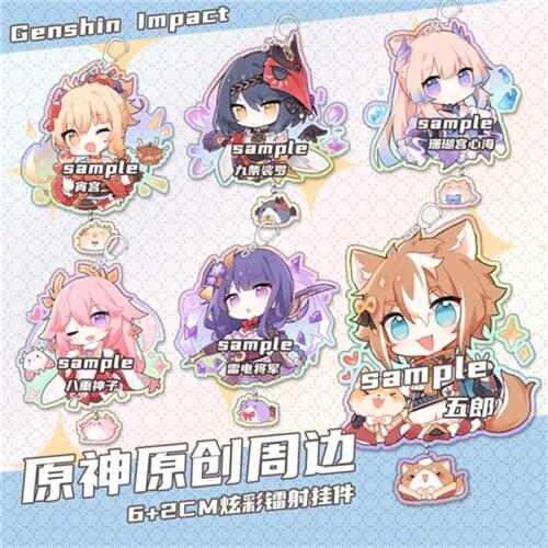 New Anime Genshin Impact Kaeya Diluc Venti Lumine Razor Zhongli Keychain Acrylic Keyring Badge Cosplay Bag Pendant Toy Xmas Gift