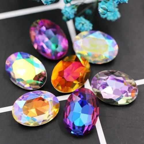 New arrival 10x14mm/13x18mm Oval shape crystal glass non hotfix rhinestones for bag clothing necklace Accessories