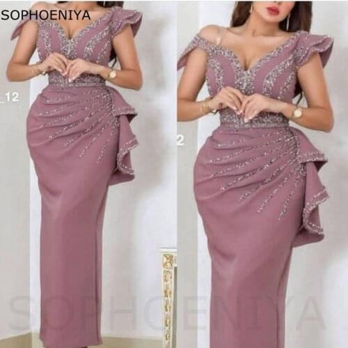New Arrival V Neck Straight Evening dresses Long Caftan mariage Crystals Beading evening gowns Vestidos formales Dubai dress