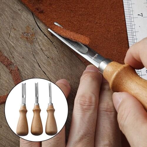3 size A4mm A6mm A8mm Practical Leather Craft Edge Beveler Skiving Beveling Knife DIY Cutting Hand Craft Tool with Wood Handle