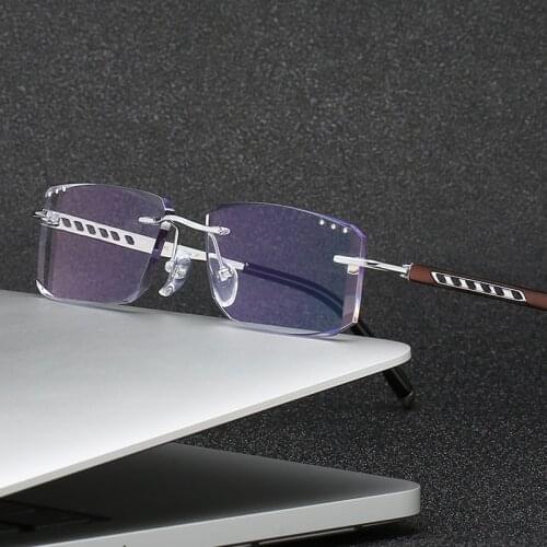 ZIROSAT 814W Pure Titanium Rimless Diamond Cutting Man Glasses Frame Optical Prescription Eyeglasses Eyewear Fashion