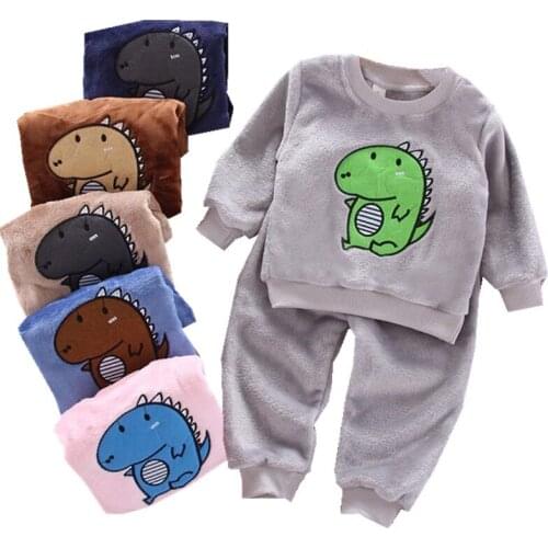 Autumn Winter Baby Pajamas Toddler Boys Clothes Set Home Service Suit Flannel Warm Children Sleepwear Clothing Kids Tracksuit