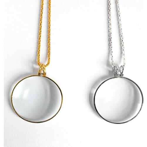 Zinc Alloy Necklace Magnifiers Seniors Reading Magnifying 5X Glass Lens Pendant Wearing Magnifier Elderly Sewing Auxiliary Tool