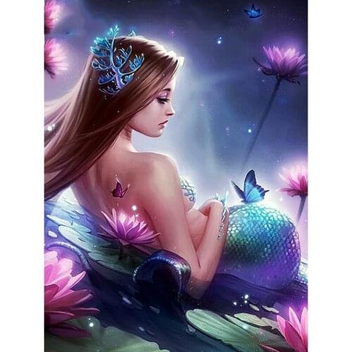 Scenery diamond painting mermaid beauty full rhinestone embroidery picture puzzle toy diamond art drawing wall sticker decor