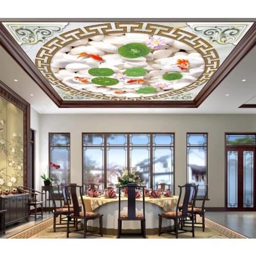 Custom Photo wallpaper Fugui Yutian Chinese Ceiling Ceiling Wallpaper 3D Living Room Bedroom Hotel Ceiling Wall Wallpaper