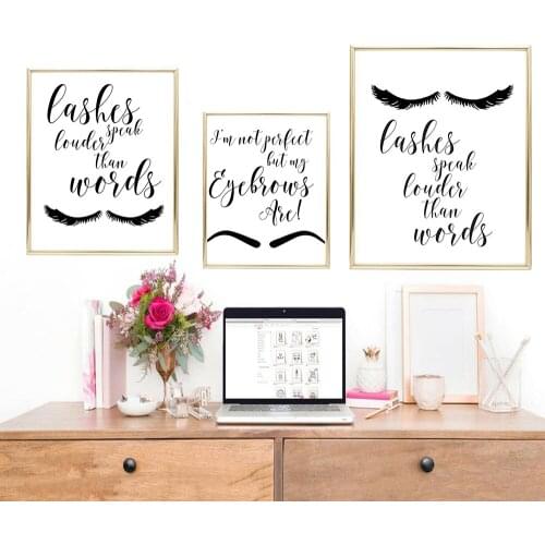 Eyelashes Prints Makeup Vanity Quote Poster Beauty Salon Painting Picture Nordic Wall Art Canvas For Living Room Home Decor