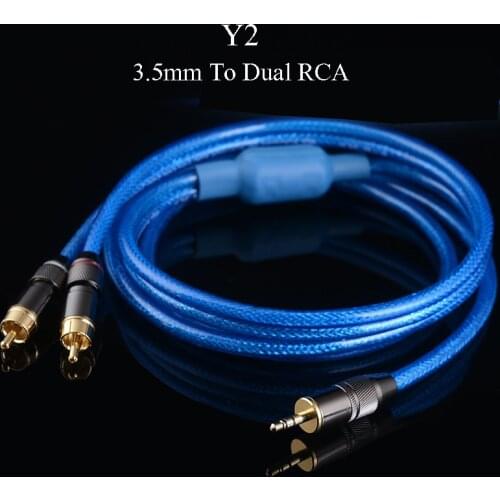 WinAqum Professional Gold Plated 3.5mm 1/8" To Dual RCA Coaxial Audio Cable Plug Adapter Video Wire Y2