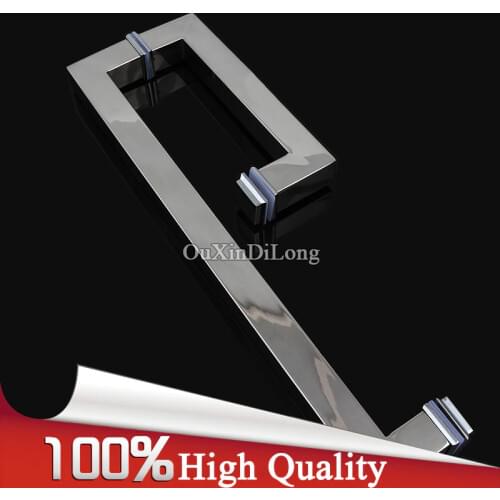Luxury 304 Stainless Steel Frameless Shower Bathroom Glass Door Handles L Shape Pull / Push Handle Towel Bar Glass Mount Chrome