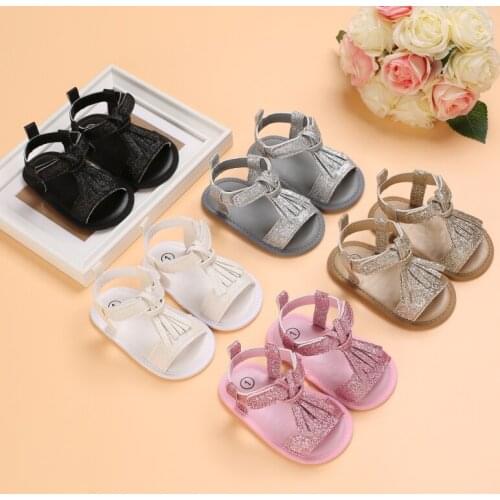 Baby Girl Sandal Neonatal Summer Sandal Leather Tassel With Bow Baby Toddler Sandal Cloth Sole Prewalker