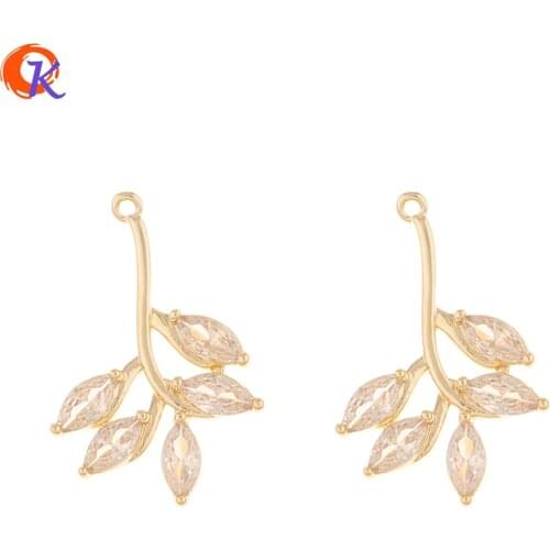 Cordial Design 50Pcs 16*24MM DIY Jewelry Making/CZ Charms/Hand Made/Plant Shape/Pendant/Earring Findings/Jewelry Accessories