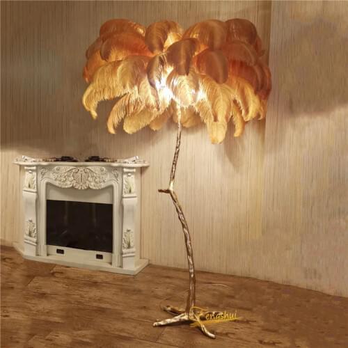 Modern Ostrich Feather Living Room LED Floor Lamps Living Room Bedroom Modern Interior Lighting Decor Floor Light Standing Lamp