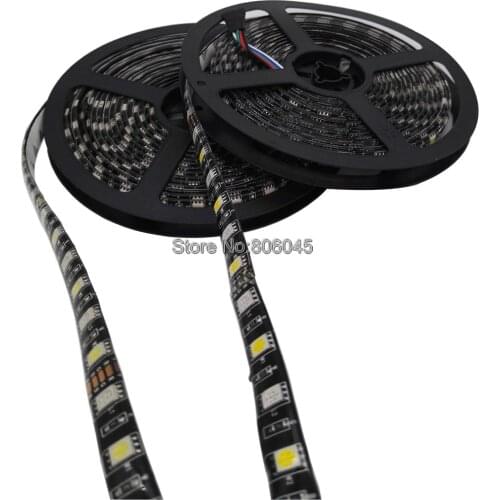 12V 5M 5050 RGBW LED Strip 60Led/m RGB + White or RGB + Warm White Black PCB Flexible LED Stripe Ribbon IP20 IP65 Waterproof