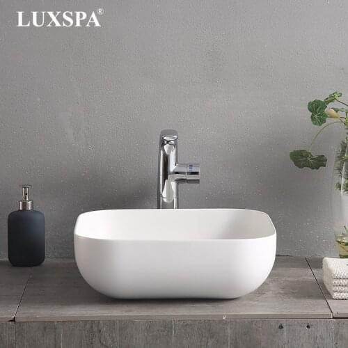 Thin Edge European Design Matt White Resin Stone Solid Surface Basin Artificial Stone Basin