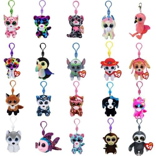 Ty Beanie Boos Big Eyes Keychain Pendant Unicorn Puppy Crow Goldfish Soft Plush Backpack Decor Doll Birthday Gift For Kids 10CM