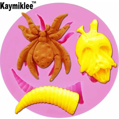 M827 Spider Skull Head UV Resin UV Resin Silicone Mold Fondant Chocolate Candy Gumpaste Surgarcraft Crystal Epoxy Soft Clay Bake