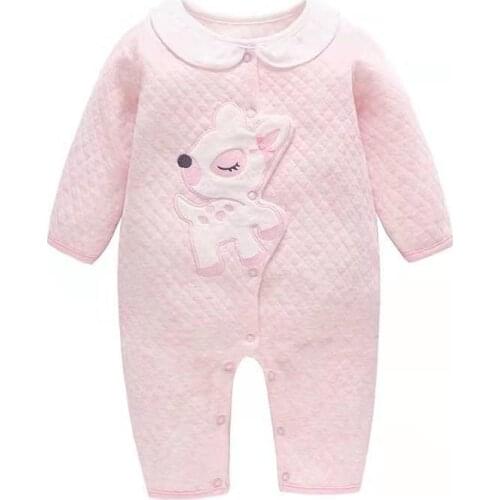 Vlinder Baby Girl Rompers baby Clothes girl Spring Autumn lovely Cotton Pink deer jumpsuits 6M~24M infant jumpsuits