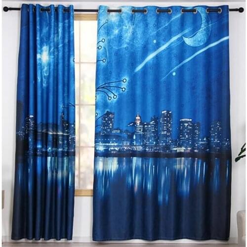 Curtain finished blue night sky curtains simple modern blackout bedroom living room 3d curtains