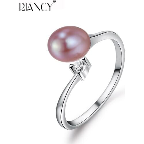 Fashion Natural Rice Pearl Ring freshwater 925 Sterling Silver pearl Ring For Women wedding jewelry