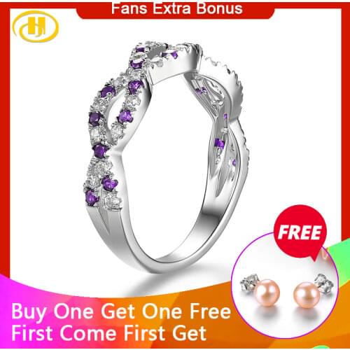 Hutang Amethyst Gemstone Rings for Women Genuine 925 Sterling Silver Band Ring For Womens Gift Engagement Jewelry
