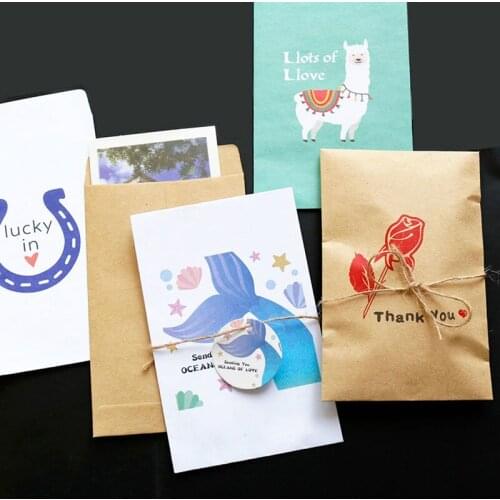 10pcs Mini Llama Love Paper Gift Bags Handmade Kraft Envelopes Party Favor Candy Paper Bag Wedding Invitation Card Bags
