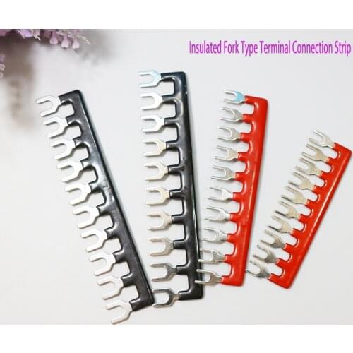 10PCS TB1512 / TBD-15A 12 Position Pre Insulated Fork Type Terminal TB Connection Strip Barrier Strip Jumper Connector