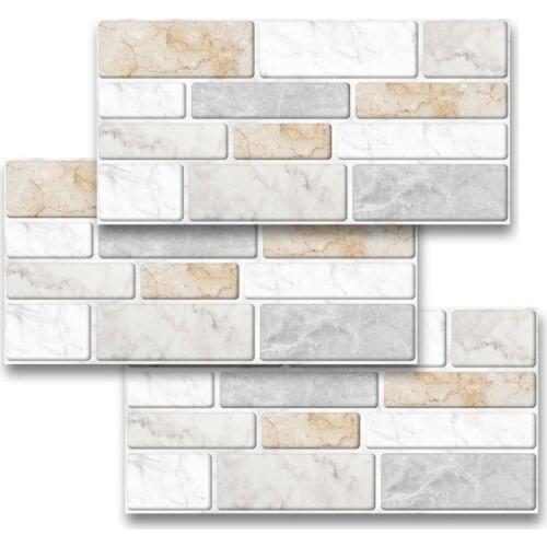 27pcs Imitation Marble Brick Tile Stickers DIY Self Adhesive Kitchen Floor Wall