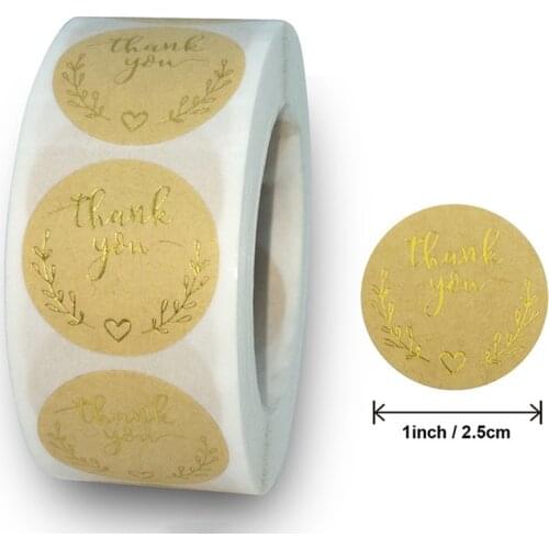 500pcs/roll Gold foil Thank You Sticker Surprise Thanksgiving Seal Labels Baking Business Envelope Handmade Stationery Stickers