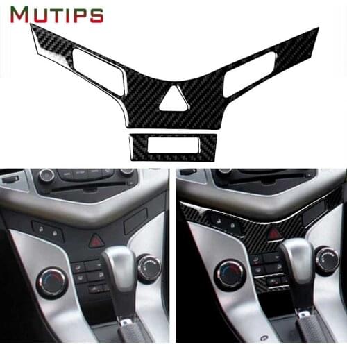 Mutips Car Center Console Air Conditioning Outlet Vent Panel Trim Cover Frame Carbon Fiber Sticker For Chevrolet Cruze 2009-2015