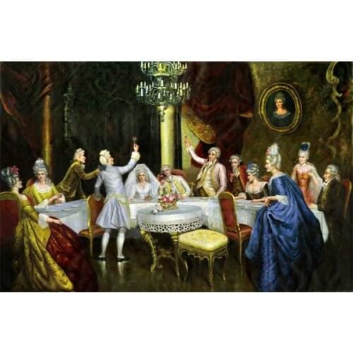 Free shipping classical court figure canvas prints noble toast for dinner oil painting printed on canvas art decoration picture