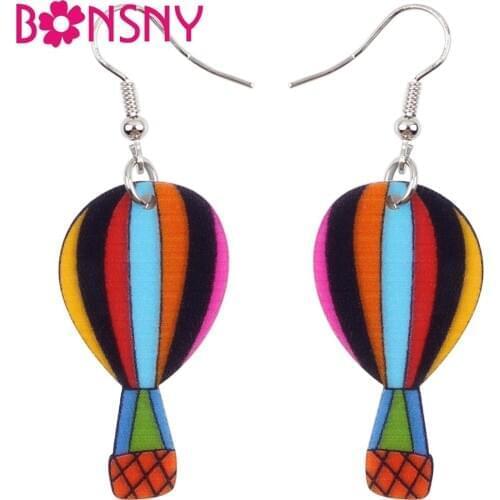 Bonsny Acrylic Cartoon Drop Dangle Hot Air Fire Balloon Cute Earrings Style Fashion Jewelry For Girls Women Teen Girls Gift Bulk