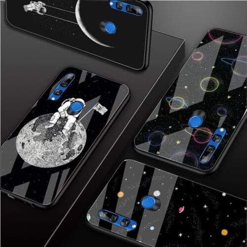 Cartoon Planet Space Star DIY Luxury Tempered Glass Phone Case For Huawei Honor 30 20 10 Lite Pro 8X 9 10i Cover shell