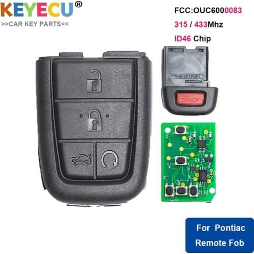 Keyecu Remote Key Fob 4+1 Button 315MHz/433MHz for Pontiac G8 2008-2009 Car Key, FCC ID: OUC6000083