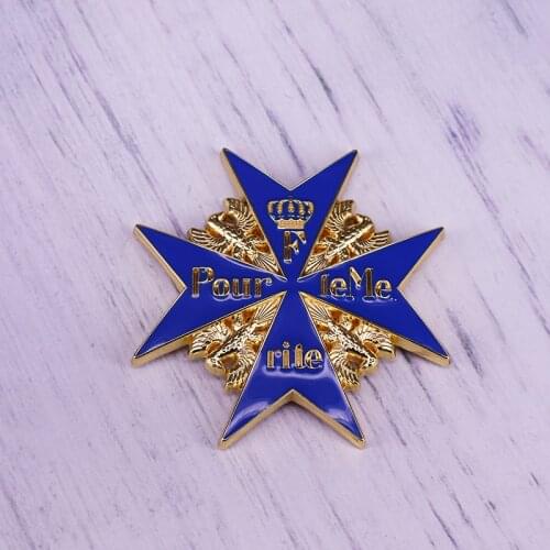 Pour Le Mérite Crown Eagle Enamel Pin WW1 German Blue Max Medal Oak Leaves Swords Army Award Badge Prussian Knight Award Brooch