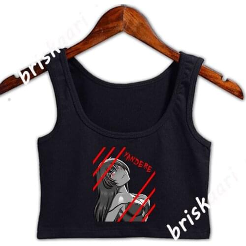 Hentai Anime Waifu Sexy Yandere Girl Crop Top Women Unique Anti-Wrinkle Girl Top Sleeveless Summer Round Collar Design Vest
