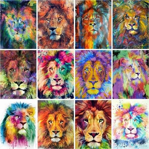 HUACAN 5d Diamond Painting Lion Mosaic Needlework DIY Diamond Embroidery Cross Stitch Animal Home Decor Craft Kit