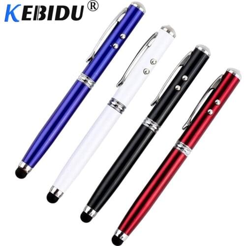 Kebidumei Durable 4 in 1 Laser Pointer LED Torch Touch Screen Stylus Ball Pen 4 in 1 for iPhone Tablets Touch Pens