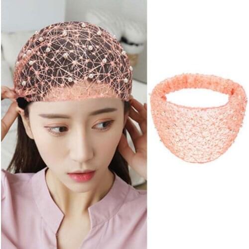Korean Pearl Wide-brimmed Hair Band Hair Cover Womens Artifact Hair Mesh Bandaba Headband Turban Washing Headwear