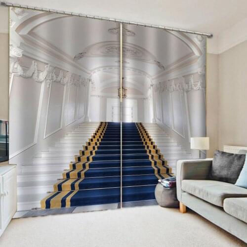 Beautiful Photo Fashion Customized 3D Curtains Morden building ladder curtains soundproof windproof curtains