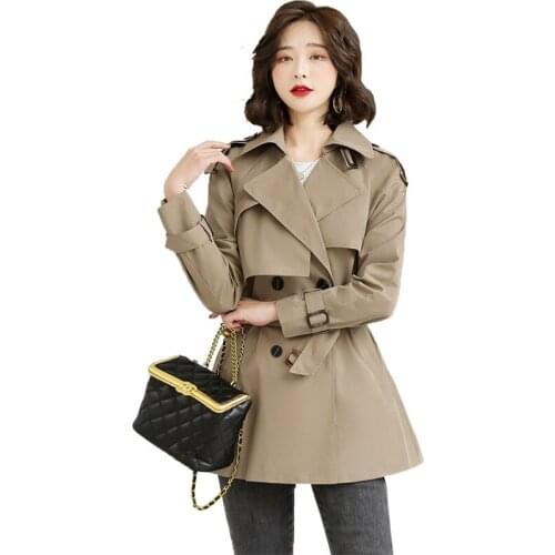 2021 New Autumn Womens Jackets Coat Long Sleeve Casual Windbreaker Female Double breasted With Belt Outerwear Plus Size 4XL