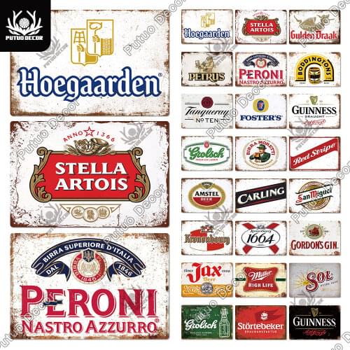 Putuo Decor Beer Metal Sign Plaque Metal Vintage Poster Retro Tin Sign Decoration for Man Cave Bar Pub Club Kitchen Wall Decor