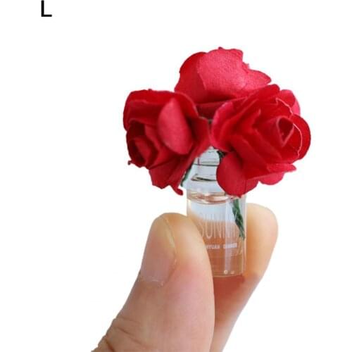 1:12 1:8 Scale Mini Dollhouse Vase Micro Landscape Colorful Flower Glass Bottle Miniature Decoration for Scene Props
