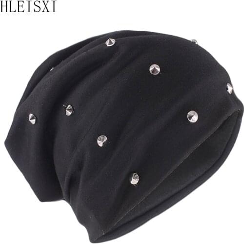 Top Fashion Adult Men Women Winter Warm Beanies Skullies Rivet Hip Hop DIY Casual Lady Autumn Hat Brand Outdoor New Male Gorras