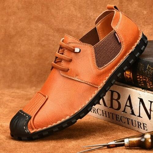 2021 New Split Leather Men Walking Shoes Men Office Business Flat Loafers Men Outdoor Shoes Driving Car Shoes Sneakers 38-46