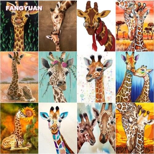Diamond Painting Kit Giraffe Nursery Wearing Eyes and Scarf Full Round Drill Square Diamond Embroidery Stitch Mosaic Kit Artwork