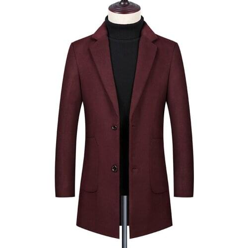 New Brand Mens Fashion Leisure Woolen Jackets Long Windbreaker Man Coats Overcoat for Male Casual Outer Wear Men Clothing S-5XL