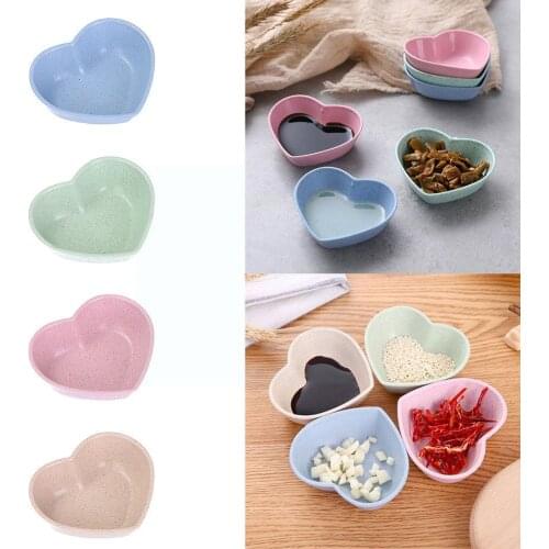 2021 New Wheat Straw Love Heart Bowl Lightweight Creative Damp-proof Dish Sauce Plastic Small Bowl Vinegar Tools Soy Kitche X6T8