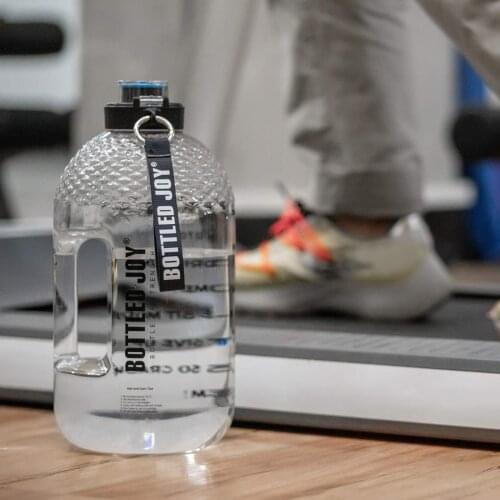Portable Sports Water Bottle Wide Mouth Time Reminder Large Capacity Water Jug for Camp Workouts